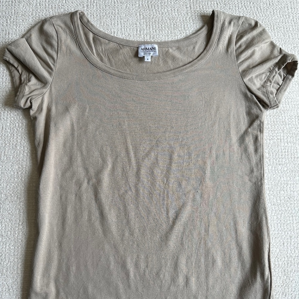 Armani Collezioni Taupe Short Sleeve Women’s Tee - size 4
